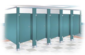 Partitions - Baked Enamel - Floor Mount Overhead Braced